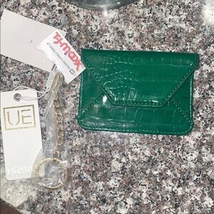 Green Croc-Embossed Card Holder